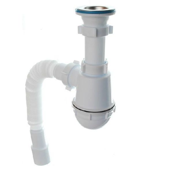 Сифон для мойки с литым выпуском 1 1/2 гибкое соединение 40х40/50 В120