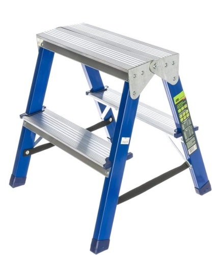 Стремянка 2 ступени двусторонняя стальная Сибртех