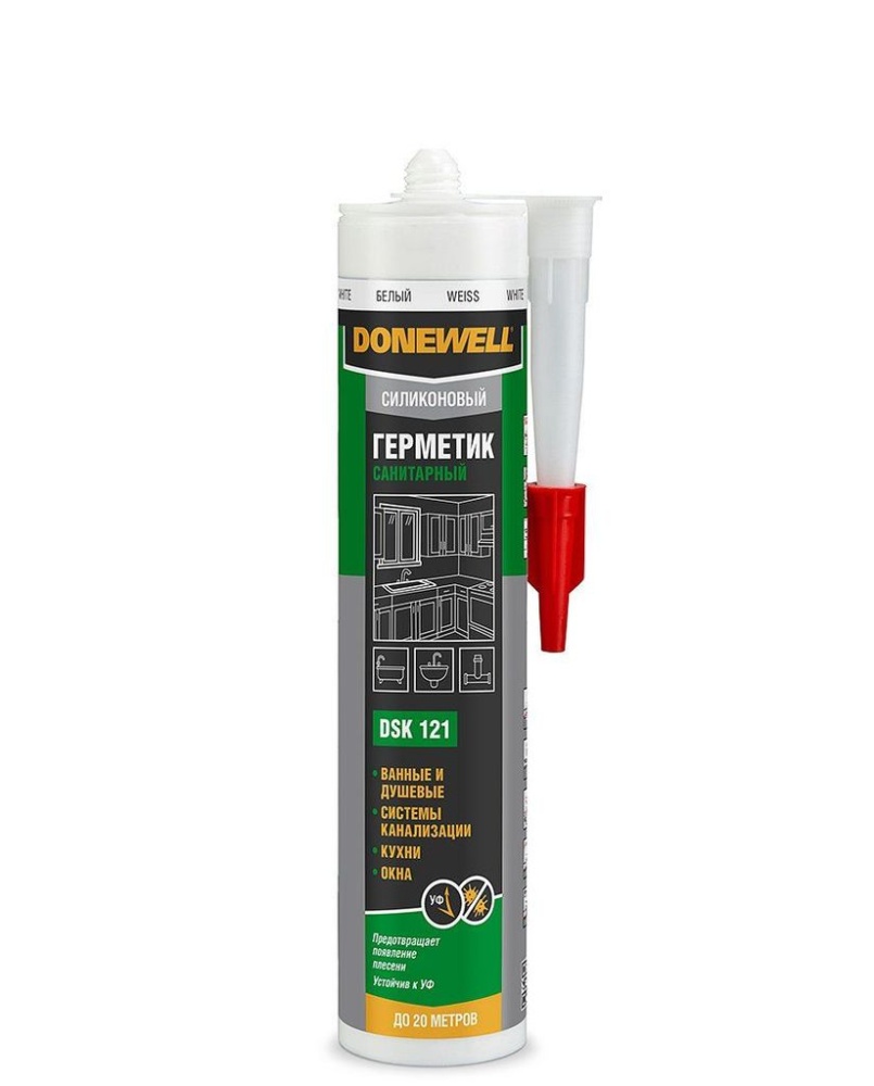 Герметик силиконовый Donewell санитарный белый (0,260 л)/12