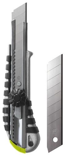 Нож 18 мм с сегментным лезвием 10 лезвий cтальной обрезиненный корпус ARMERO