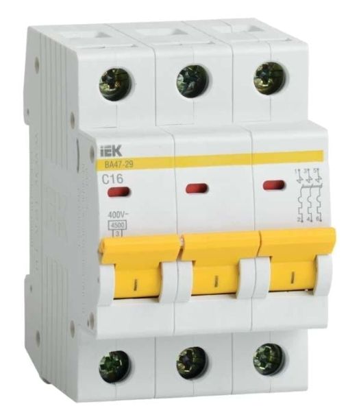 Выключатель автоматический модульный 3п C 40А 4.5кА ВА47-29 IEK MVA20-3-040-C
