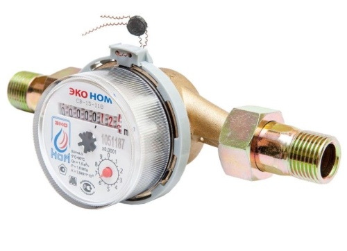 Счетчик воды универсальный (КМЧ (комплект монтажных частей)"Латунь"-15-ОК) ЭКО НОМ-15-110