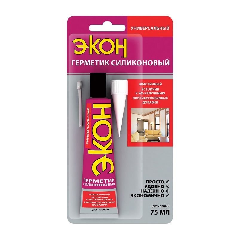 Герметик силиконовый Экон универсальный белый (0,075 л)/24