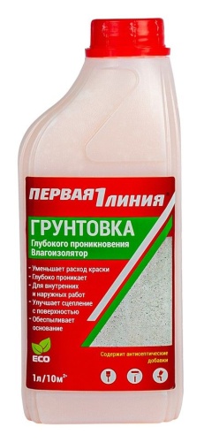 Грунт готовый универсальный акриловый Первая линия влагоизолятор (1 л)/360