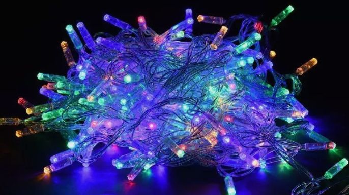 Гирлянда Нить 10м 100LED RGB IP20 провод зеленый 230 В с контролером 8 режимов IEK