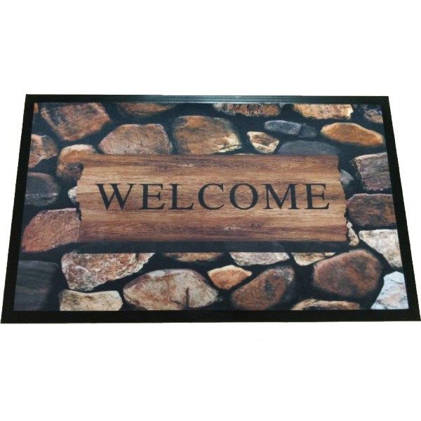 Коврик придверный принт 40х60 Добро пожаловать (сад)