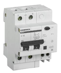 Выключатель автоматический дифференциального тока 2п 16А 30мА АД12 GENERICA IEK MAD15-2-016-C-030