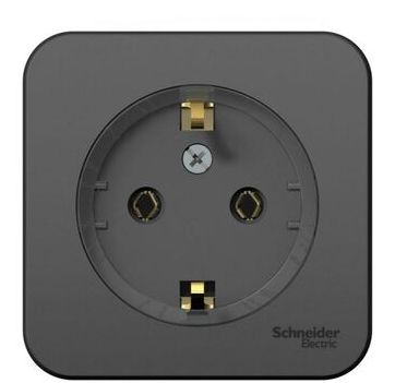 Розетка 1-м ОП Blanca 16А IP20 250В с заземл. без защ. шторок с изолир. пластиной (компакт) антрацит