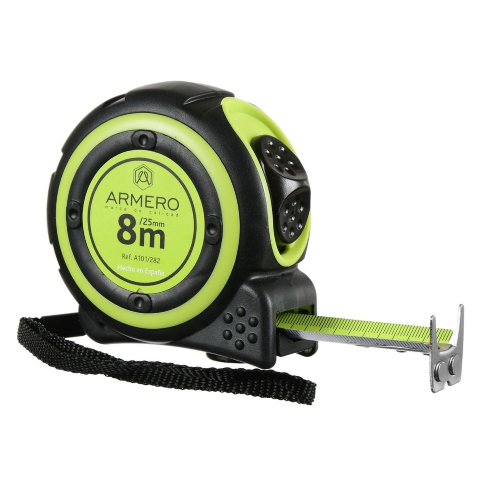 Рулетка 8 м х 25 мм с двумя фиксаторами магнит ARMERO