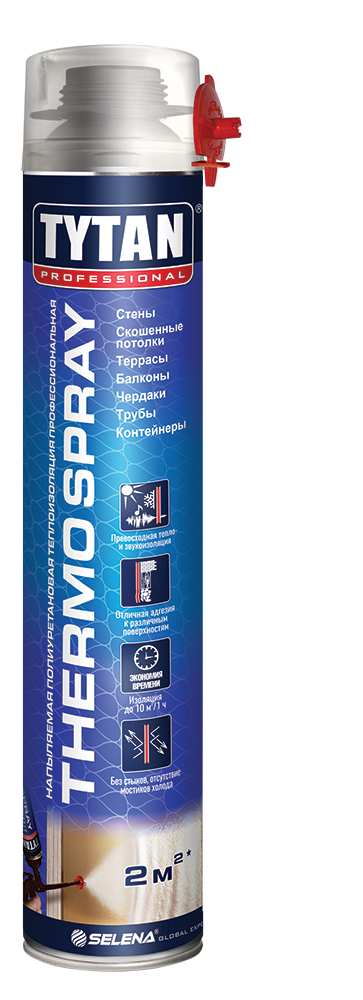 Напыляемая теплоизоляция Tytan Professional Thermospray полиуретановая профессиональная (0,870л) /12