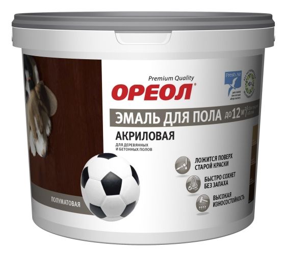 Эмаль Ореол Акрил Золотисто-коричневая полуматовая (2,3 кг) /6