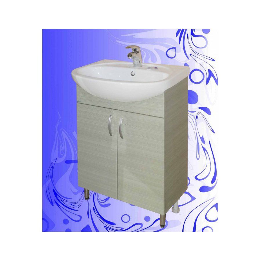 Тумба №1 Стелла 65 Люкс Бамбук + Раковина Стелла 65