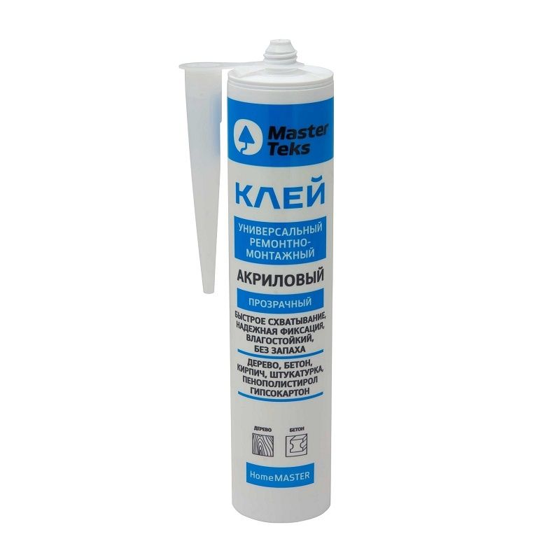 Клей монтажный Masterteks HomeMaster акриловый ремонтный универсальный прозрачный (0,300 кг)/12