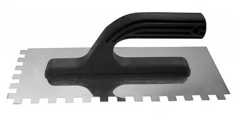 Гладилка 130 х 270 мм зубчатая 6 х 6 мм нержавеющая сталь пластмассовая ручка (12/6) БИБЕР