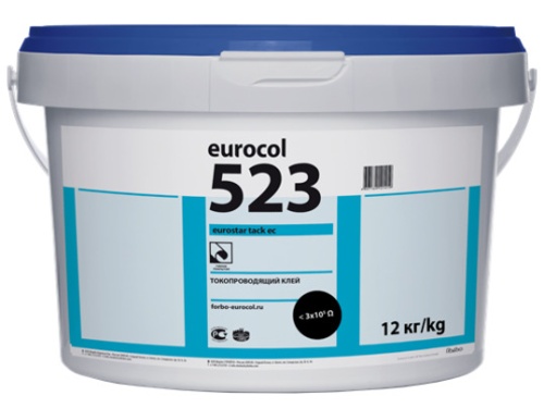 Клей для ПВХ покрытий 523 Eurostar Tack EC токопроводящий водно-дисперсионный клей (12кг) мороз