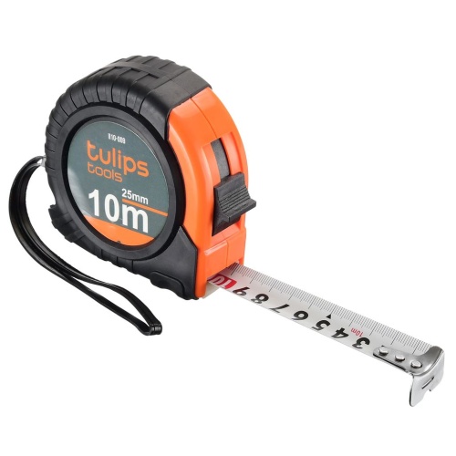 Рулетка 10 м х 25 мм 1 фиксатор полотна защитный термопластиковый чехол  TULIPS