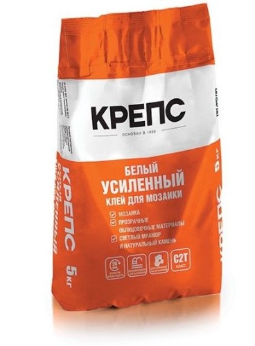 Клей для плитки КРЕПС Белый Усиленный С2Т (5 кг) /200