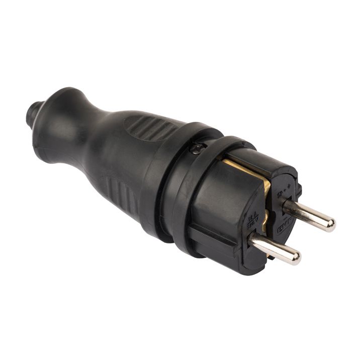 Вилка прямая 16А каучук 2P+PE 230В IP44 красн. PROxima EKF RPS-011 rr