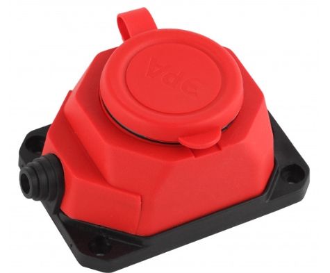 Колодка удлинителя каучук 1-м 16А IP44 K-1e-RED-IP44 красная с/з Б0044550 Эра