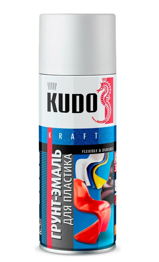 Грунт аэрозольный акриловый Kudo для пластика белый (520 мл)/6
