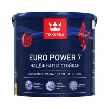 Краска моющаяся акриловая TIKKURILA EURO POWER 7 A (9 л)