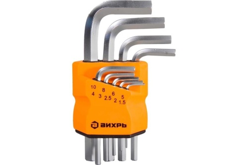 Набор ключей имбусовых НЕХ, 1,5-10мм, 9шт, Вихрь