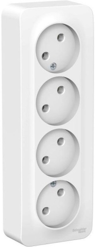 Розетка 4-м ОП Blanca 16А IP20 250В без заземл. без защ. шторок с изолир. пластиной бел. SchE