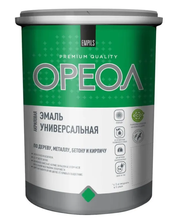 Эмаль акриловая универсальная Ореол Серая (1,0 кг)/6