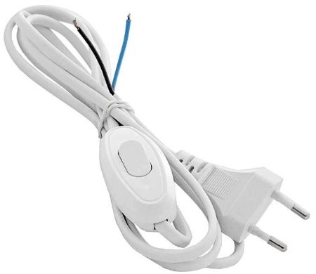 Шнур с электр. вилкой и прох. выкл. 1.7м (ШВВП-ВП 2х0.75) бел. UNIVersal А1060