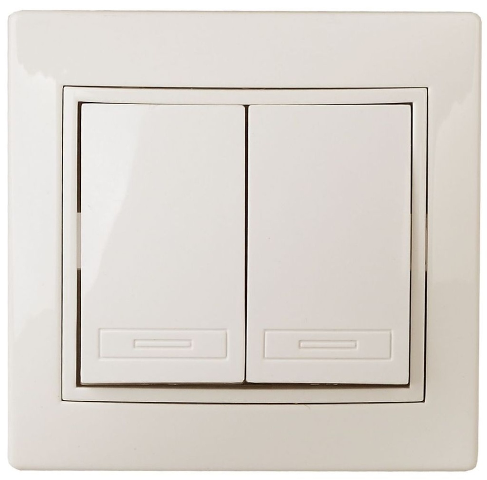 Выключатель 2-кл. 10А-250В IP20 СУ Plano слоновая кость 1-104-02