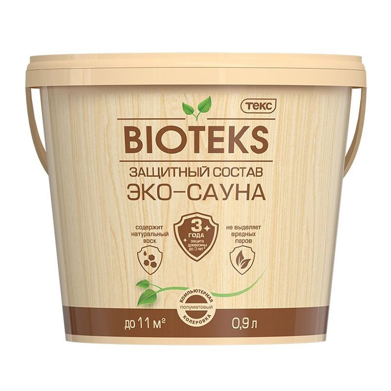 Лак акриловый Эко-Сауна Текс Биотекс Профи полуматовый (0,9 л)