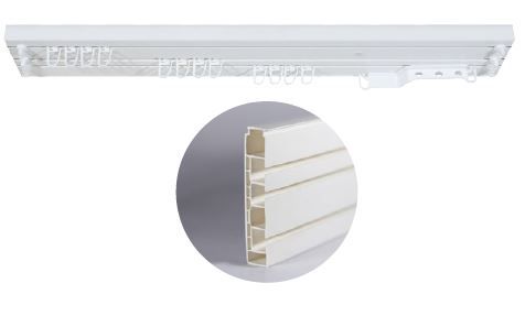 Карниз ЭКОНОМ 3х рядный 180см в инд. упак. (крючок+стопор)