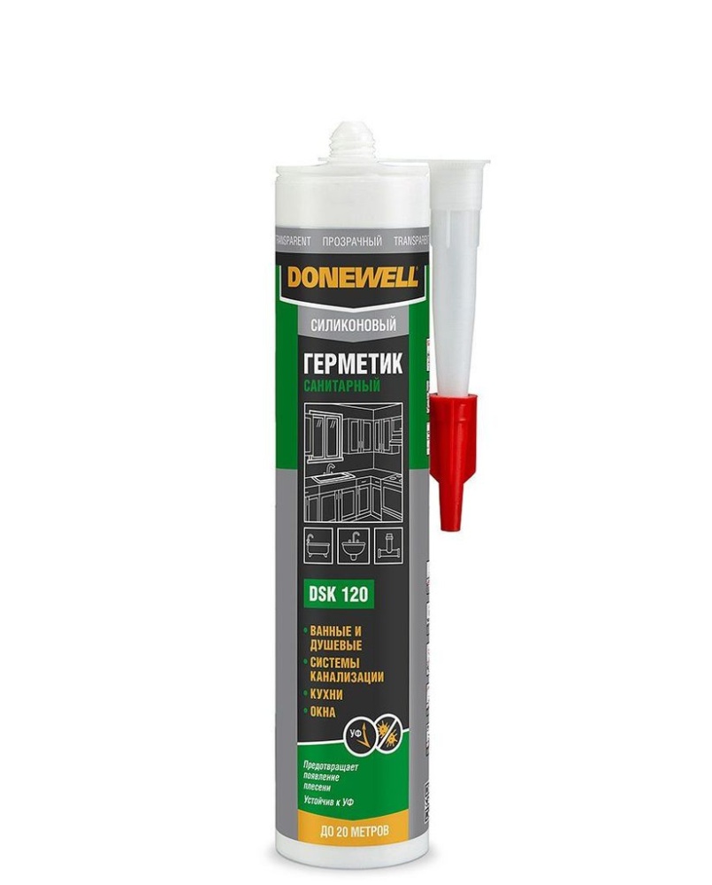 Герметик силиконовый Donewell санитарный прозрачный (0,260 л)/12