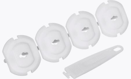 Заглушки для электрических розеток с держателем, 4шт пластик 2х2,2см VETTA