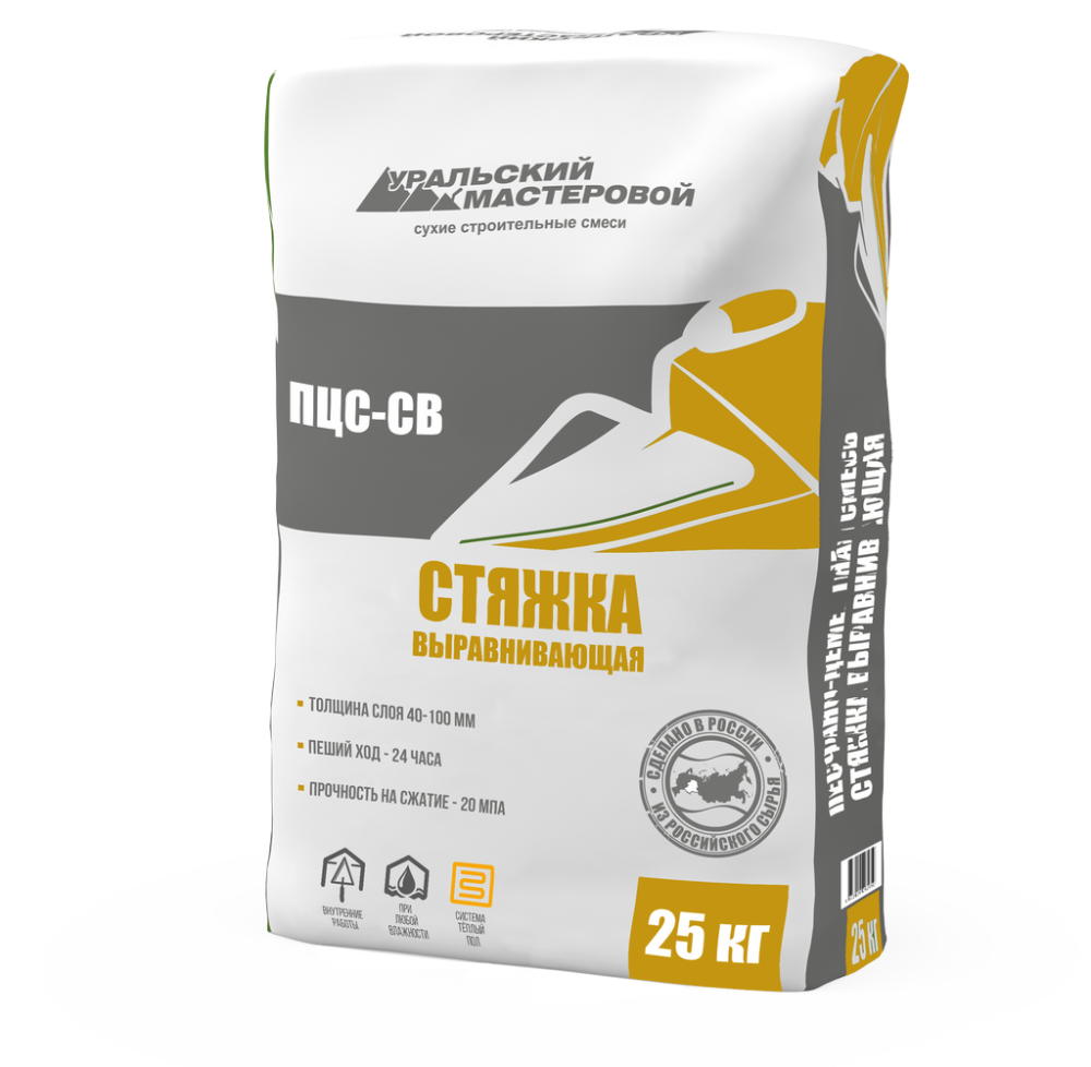 Пол стяжка УРАЛЬСКИЙ МАСТЕРОВОЙ ПЦС-СВ (25 кг) /48