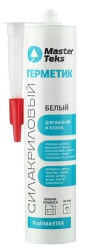 Герметик силакриловый MasterTeks PM для ванной и кухни белый (290мл) /12