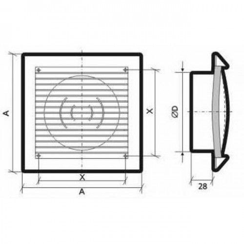 Решетка прямоточная с фланцем 1717 РС12,5Ф (Эковент)