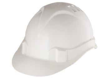 Каска защитная из ударопрочной пластмассы белая