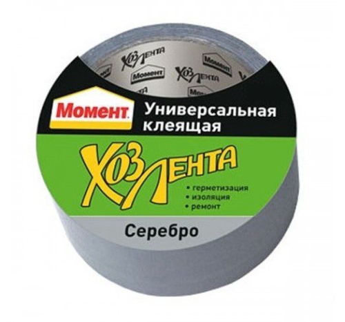 Лента клеящая армированная 25м Момент серебристая