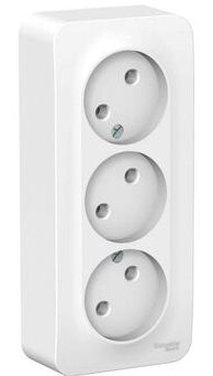 Розетка 3-м ОП Blanca 16А IP20 250В без заземл. без защ. шторок с изолир. пластиной бел. SchE