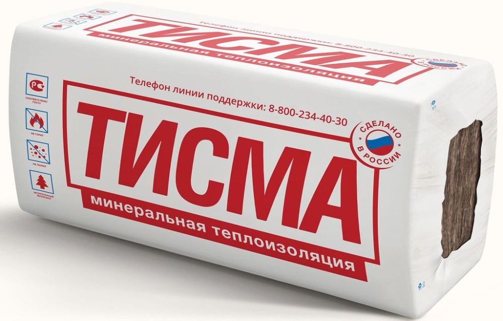Утеплитель ТИСМА 038 100х600х1300 (уп.8шт 6,24м2 0,62м3) (40) плита