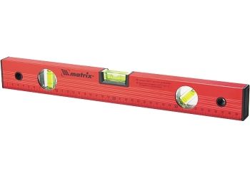 Уровень 1000 мм 3 глазка алюминиевый красный линейка