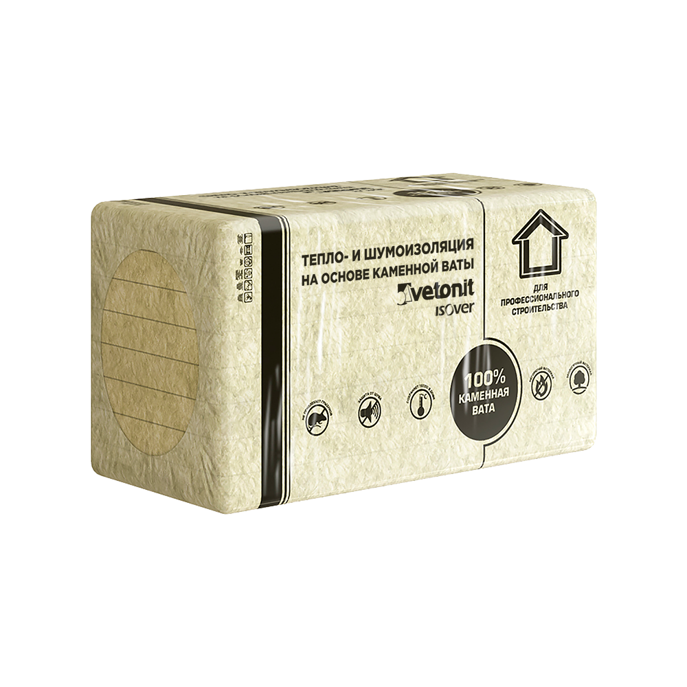 Утеплитель Vetonit (ISOVER) Фасад-Оптима 100х600х1000 (уп.3шт 1,8м2 0,18м3) УПК+ПАЛ пл.110