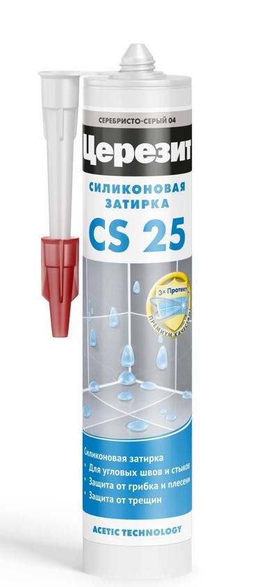 Герметик ЦЕРЕЗИТ CS 25 санитарный силиконовый серебристо-серый (280 мл) /12