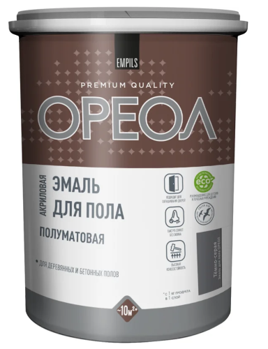 Эмаль Ореол Акрил Темно-серая полуматовая (0,9 кг) /6