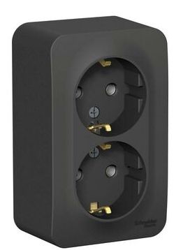 Розетка 2-м ОП Blanca 16А IP20 250В с заземл. без защ. шторок антрацит SchE