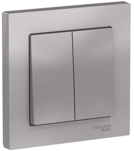 Выключатель 2-кл. СП AtlasDesign 10А IP20 (сх. 5) 10AX в сборе алюм. SchE