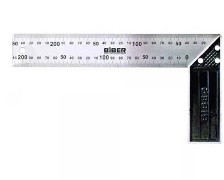 Угольник 350 мм столярный ПРОФИ нержавеющая сталь гравировка (12/120) БИБЕР