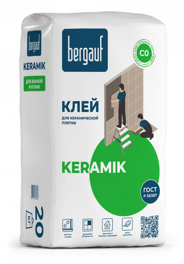 Клей для плитки BERGAUF Keramik C0 (25 кг) /56