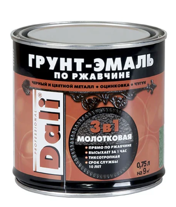 Грунт-эмаль с молотковым эффектом Dali Шоколадная (0,75л)/6